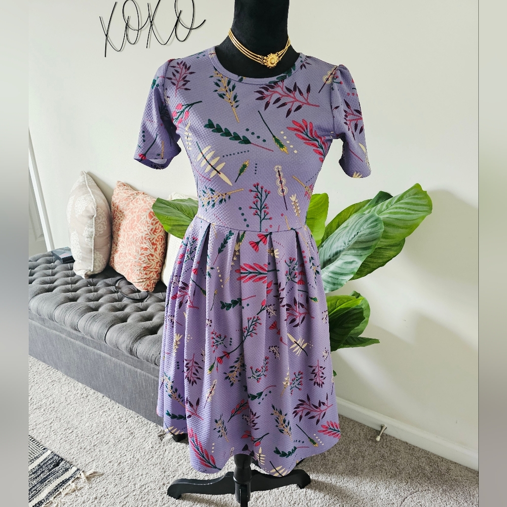 NWOT-LuLaRoe Purple Pocket Floral Midi Dress